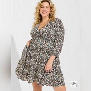 Mini Studio Knit Surplice Tiered Dress